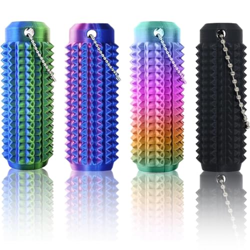 4 Pcs Sensory Fidget Toys Spiky Fidget Toys Pain Stim Fidget 3D-Printed Spiky Grippie Sensory Rollers and Spinners Fidget Keyrings for Stress Relief Sensory Toys