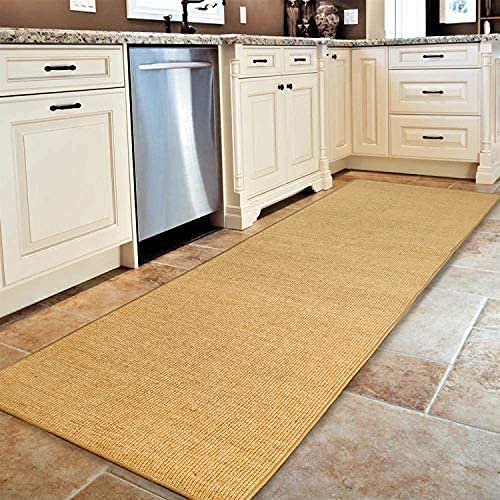 Tapis antidérapant robuste et lavable design rétro beige 80x120