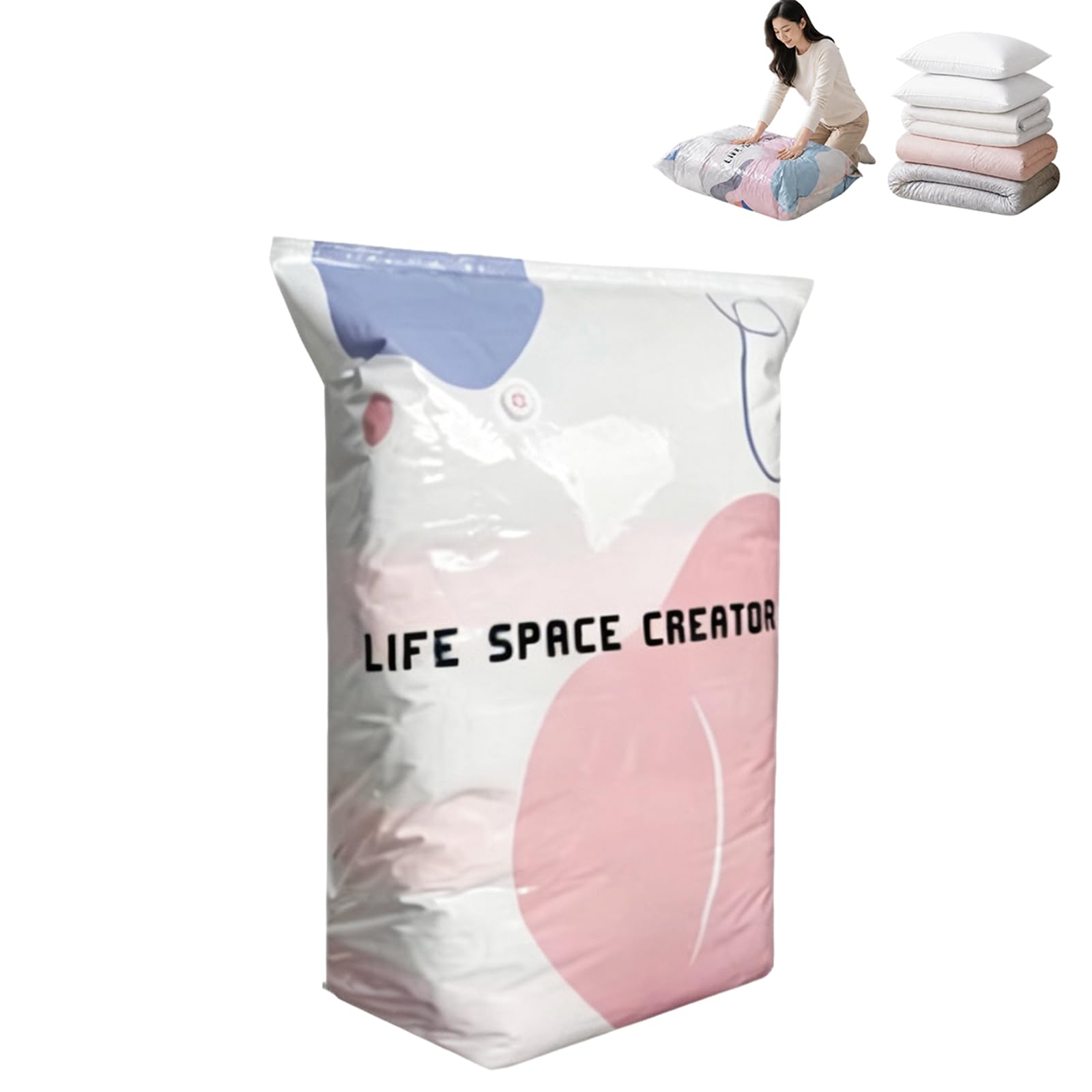 Wmgdlp 1Pcs Pump Free Vacuum Storage Bags No Pump Needed, Press&Seal Compression Bags, Cube Stereoscopic No-Pump Vacuum Compression Space Saver Bags,Thickened Reusable Heavy Duty Organizer For Clothes (1Pcs)