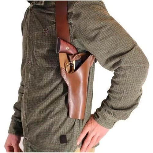 MDFCZXP Mittelalterliches Lederholster Versteckte Schulter Retro Pistolenholster Western Cowboy Pistole Waffenhalter für Frauen und Männer Braun 10cm