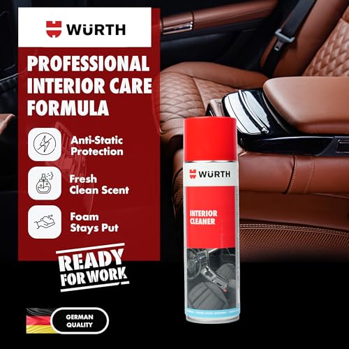 Image of Wuerth Interior Cleaner - 500ml | Multi-Surface Car Interior Foam Cleaner | German Engineered Anti-Static Formula | Cleans Plastic, Glass & Upholstery | Removes Odours & Dirt