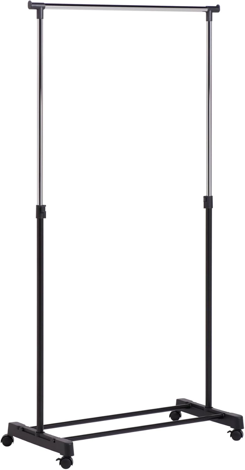 Honey-Can-Do Adjustable Height Rolling Metal Clothes Rack GAR-01122 Chrome 30 lbs