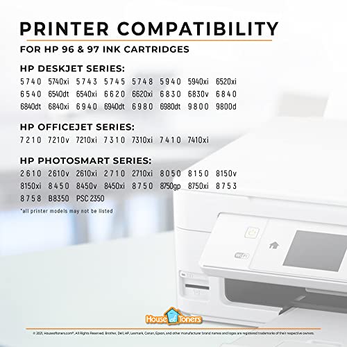 Houseoftoners Remanufactured Ink Cartridge Replacement For Hp 96 & 97 (1 Black & 1 Color, 2-Pack) #TOP5