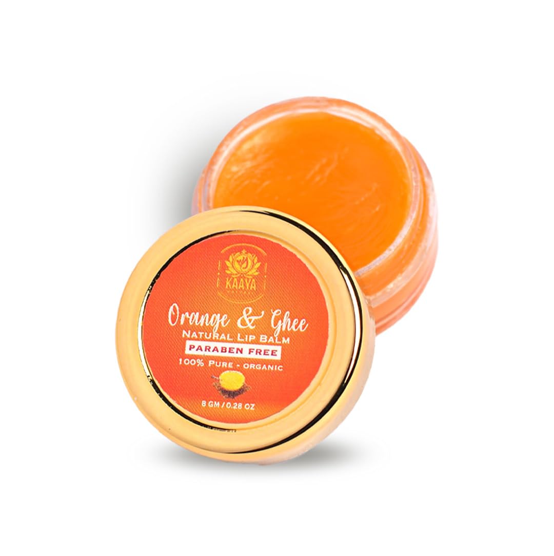 Orange Ghee Lip Balm 99.9% Organic & Natural – Hydrate, Nourish & Lighten Dark Lips – UV Protection – Unisex