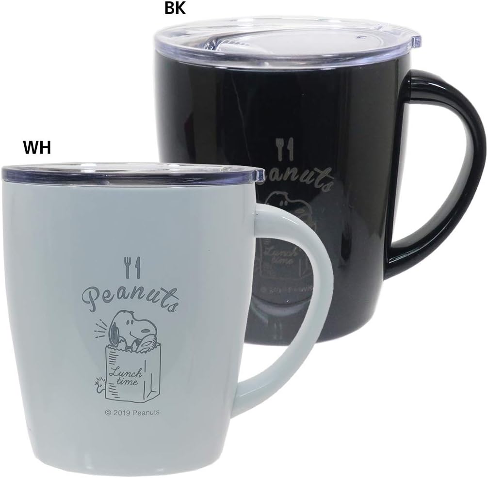 Amazon Co Jp スヌーピー 保温保冷マグカップ フタ付きステンレスマグ ランチタイム ピーナッツ Bk ホーム キッチン