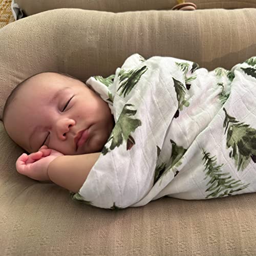 Image of LifeTree Muslin Swaddle Blankets, Woodland Baby Swaddling Wrap Nursery Receiving Blanket for Boys & Girls Unisex, Soft 70% Viscose from Bamboo and 30% Cotton, Large 47 x 47 inches