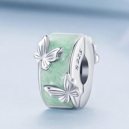 Miniatura 3 de MEITAIHE Abalorio espaciador de clip para pulsera de plata de ley 925 con clip de bloqueo espaciador para pulsera