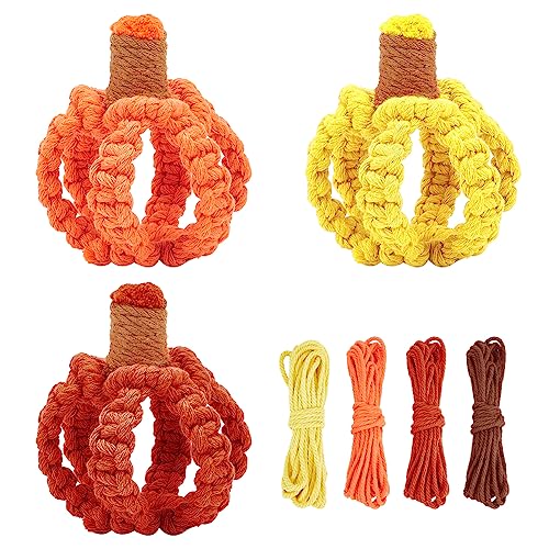 FREEBLOSS 3 Set Macrame Pumpkin Ornament Three Colors Boho Style...