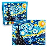 Pix Brix Pixel Art Puzzle Bricks - Starry Night Pixel Puzzle - Patented Colorful Building Bricks, Create 2D and 3D Builds Without Water, Iron or Glue - Stem Toys for Adults and Kids