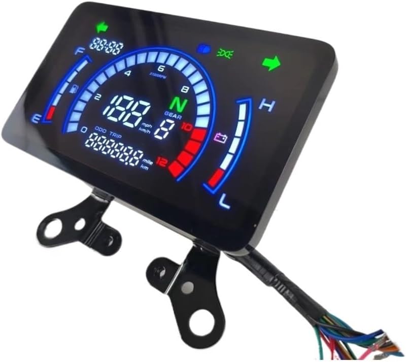 Motorcycle Speedometer Gauge Motorcycle Digital Tachometer Motobike Dashboard Lager Board with Bracket Universal Achometer Panel Instrument
