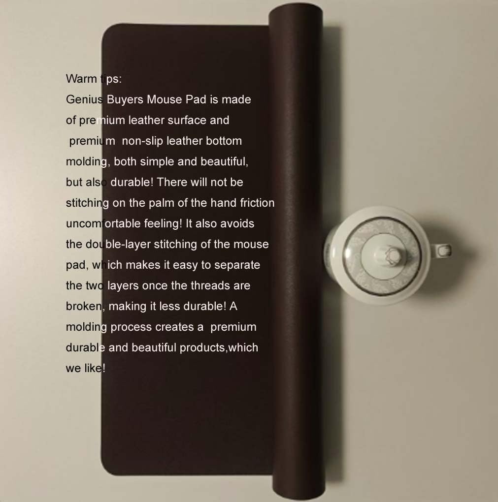 【39.4 x 19.7 in】 XXX Large Gaming Mouse Pad, Thin Leather Desk Mat, All-in-One Synthetic Leather Waterproof Non-Slip Mouse Pad, Coffee