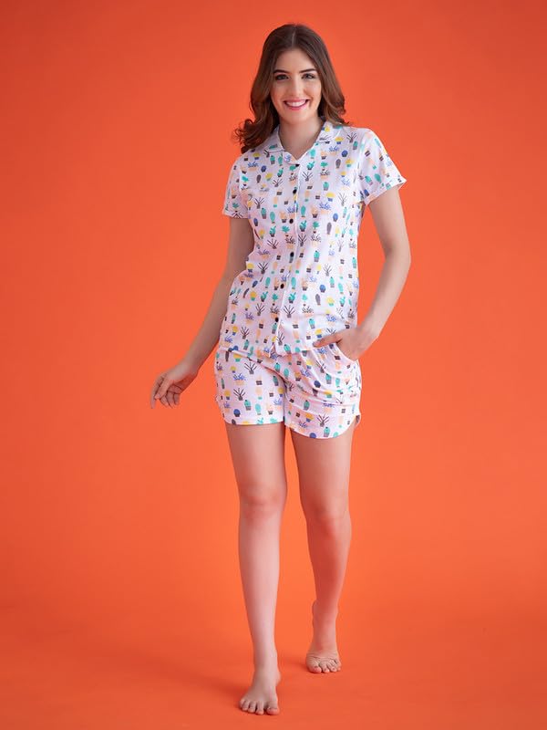Image of Clovia Women's Ice Cream Printed Shirt & Shorts Set