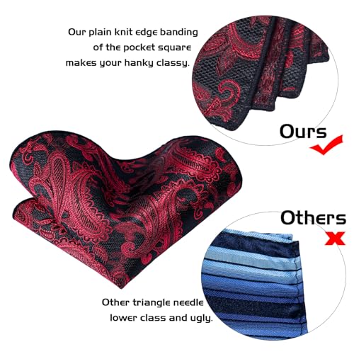 Image of 5PCS Mens Silk Tie, Pocket Square, Cufflinks, Drilled Tie Ring and Lapel Pin Set for Wedding Groom Party