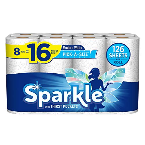 Image of Sparkle Pick-A-Size Paper Towels, 8 Mega Rolls = 13 Regular Rolls, Everyday Value Paper Towel With Full And Half Sheets