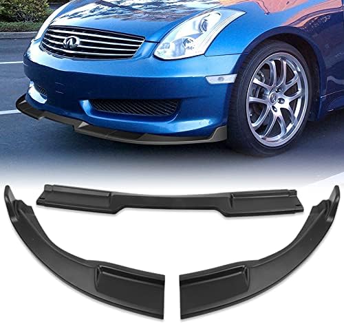 3PCS Front Bumper Lip Kit fit for compatible with 2003-2007 Infiniti G35 Coupe/2-DR, GT-Style Splitter Trim Protection Spoiler, Air-Dam-Chin-Diffuser (Unpainted Matt Black)