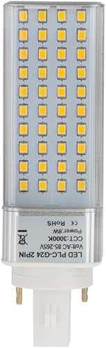 G24-40S-2P-NW Lámpara PL-C giratoria G24D de 2 pines LED CFLLámpara fluorescente compacta, 8W, 18W igual, blanco natural 4000K (quitaomite el lastre)