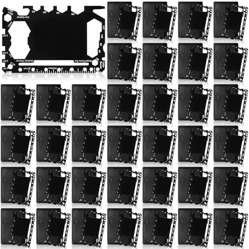 Cholemy 36 Pcs Credit Card Wallet Multitool 46 in 1 Metal Stainless Steel Survival Pocket Tool Bottle Opener Multipurpose Bulk for Fathers Day Dad Men Husband Birthday Gift Black