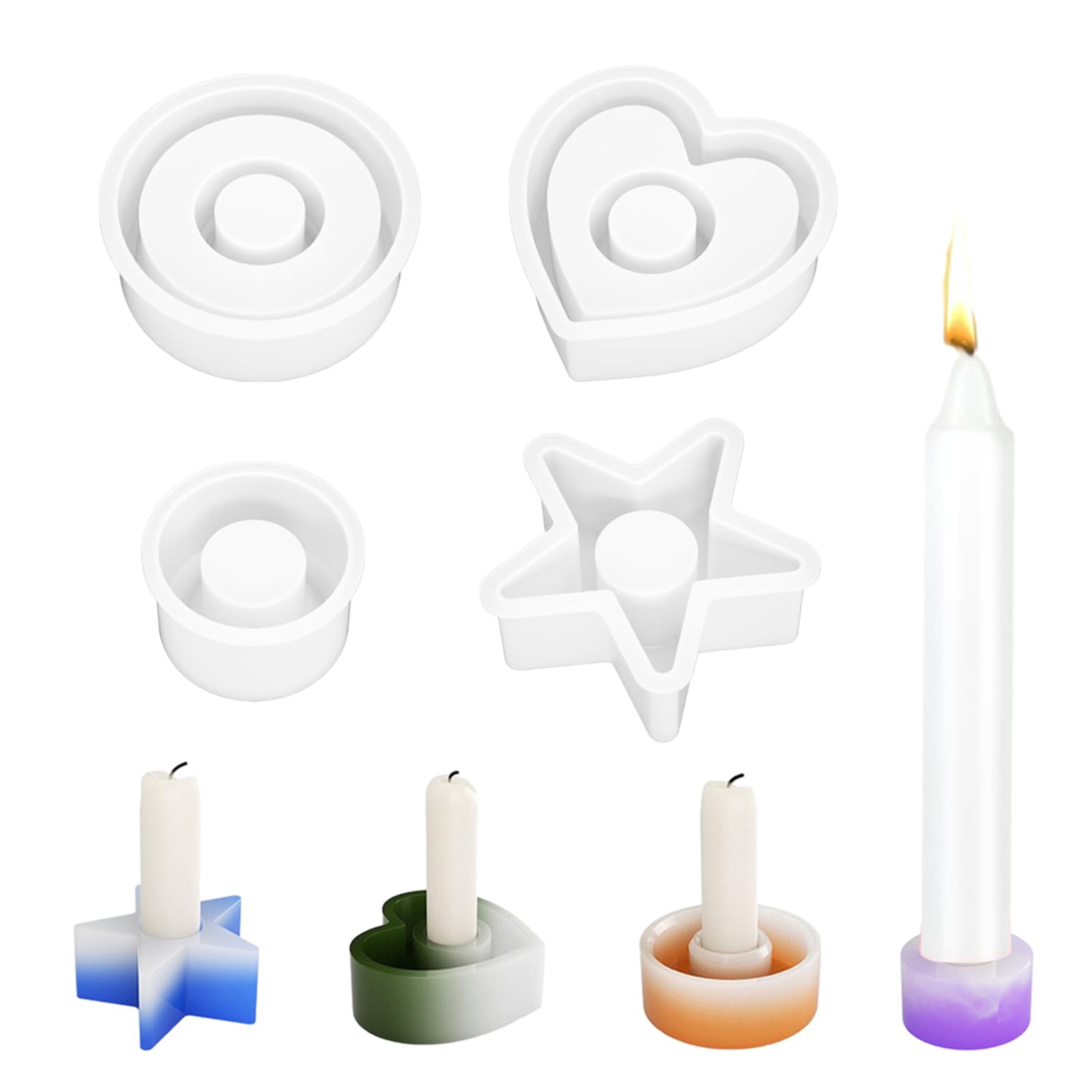 OSLEN Candle Moulds Silicone 4Pcs Candle Mould for Candle Making DIY Candle Holder Mould Silicone Mould Candle Molds for Crafts Valentine's Day Wedding Party Birthday Home Decor