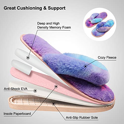 Joinfree SLIPPERS-826-COLORFUL-M Womens Fuzzy Slippers Open Toe Fluffy House Memory Foam Slippers Indoor Outdoor Colorful 7.5-8.5 M thumb #3