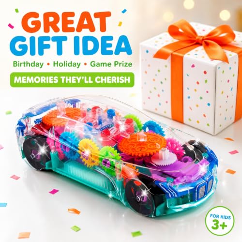 Image of ArtCreativity Light-Up Transparent Sensory Car Toy, Bump-and-Go, Ages 3+