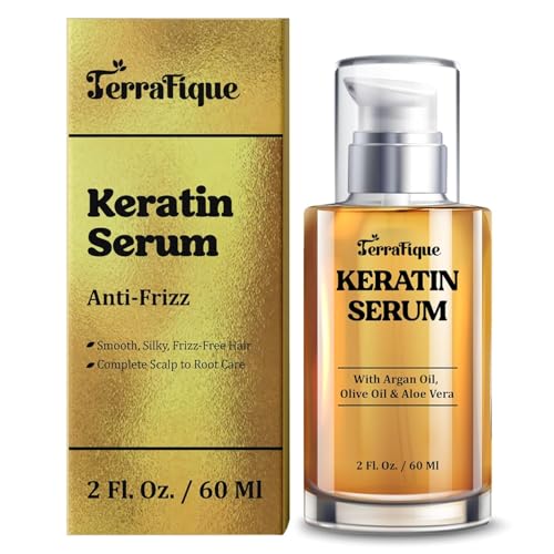 TERRAFIQUE Keratin Anti-Frizz Leave-in Conditioner and Straightening Serum with Argan Oil for All...