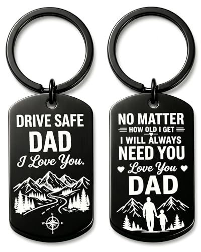Fathers Day Gift for Dad from Daughter Son Wife Drive Safe Keychain Gifts for Father Dad Husband from Kids Birthday Christmas Thanksgiving Gift Ideas Valentines Day Gifts Stocking Stuffers for Men Him