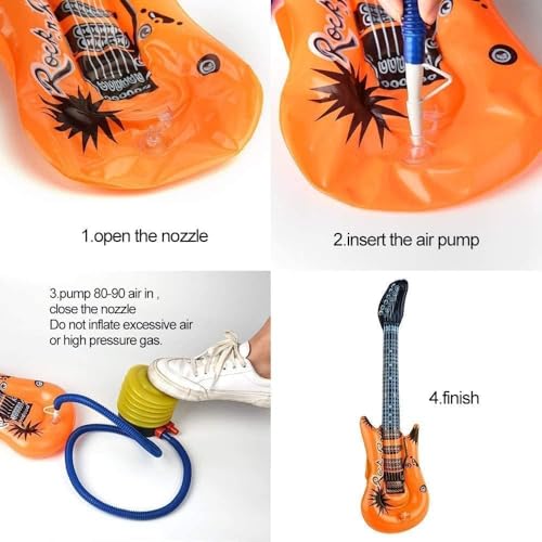 Lot de 12 instruments gonflables multicolores de guitare pour kermesse - 5