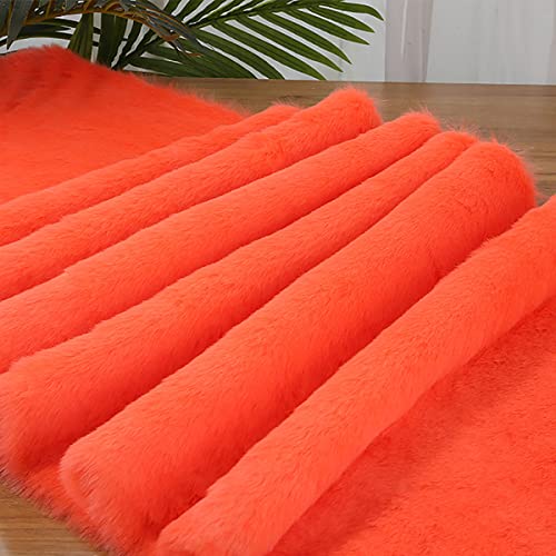Tissu en fausse fourrure orange 170x50cm pour couture de manteaux et coussins