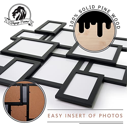 12-Opening Collage Picture Frame Handcrafted – Wood Photo Collage Frame For Wall Made To Display Eight 4" X 6" And Four 6" X 8" – Multi Picture Frame – Black #TOP3
