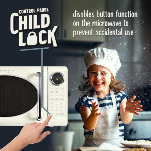 Nostalgia Retro 700W Microwave Oven 0.7 Cu Ft Capacity – Child Safety Lock, 8 Auto-Cook Settings – Countertop Kitchen Appliance – Ivory - image 4