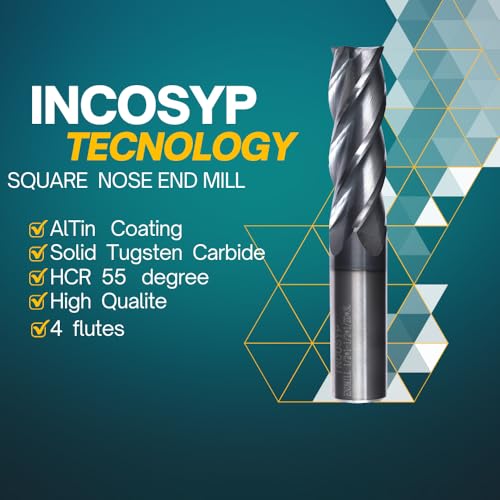 Image of End Mills - 1 /2 inch Carbide End Mill - 4 Flutes AlTiN Coated - 1 1 /2 inch Cutting Length - 3 inch Overall Length - Carbide Tungsten CNC Cutting Tool.