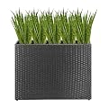 HPC Decor 32.5" Tall Planters, Black Plastic Planter for Outdoor Plants Handmade Wicker Large Rectangular Block Planter Box with Removable Liners, Modern Planter for Indoor Outdoor Patio Porch Deck.