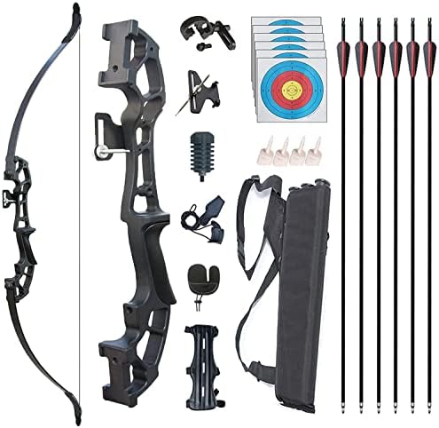 Archery Recurve Bow and Arrows Set for Adults Metal Riser 51″ Longbow Kit Right Hand Straight Bow for Beginner Outdoor Hunting Shooting Practice Archery Recurve Bow and Arrows Set for Adults Metal Riser 51″ Longbow Kit Right Hand Straight Bow for Beginner Outdoor Hunting Shooting Practice