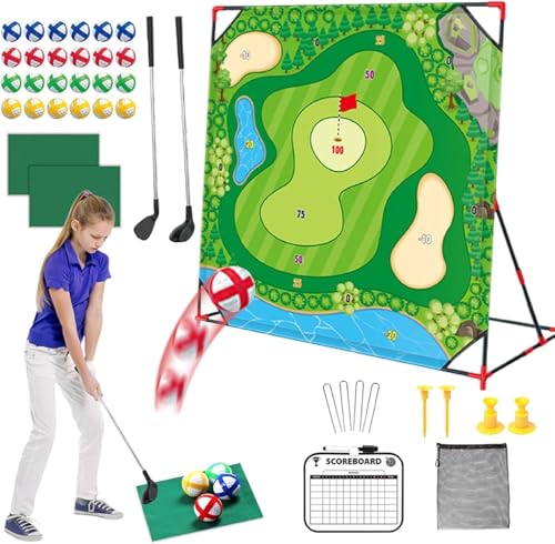 Gresonic Golf Trainingsmatte Set Golf Battle Spielset für draußen und drinnen - für Kinder Erwachsene mit Schwungmatte Zielwand und Putting-Koordination und Golf-Fähigkeiten