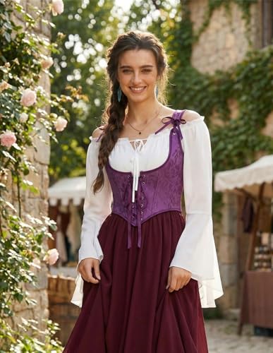 Image of Scarlet Darkness Corset Tops for Women Renaissance Underbust Corset Boned Lace Up Corsets