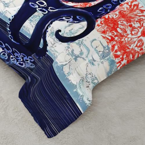 Image of AILONEN Bohemian Octopus Queen Comforter Set, Navy Mandala Artwork Home Ensemble, 3 Piece Microfiber Down Alternative Fill for Couples Family Guests