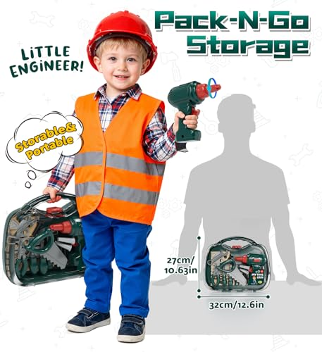 Lehoo Castle Kids Tool Set, Construction Tool Box with Toy Drill & Take Apart Race Car, Toys Gifts for 3 4 5 Year Old Boys & Girls - Image 5