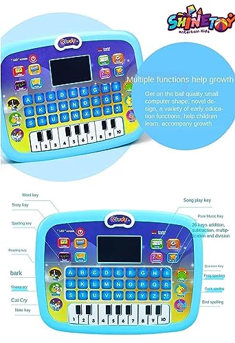 Image of SHINETOY Educational Learning Kids Laptop Tablet Computer Plus Piano with led Screen Music Fun Toy Activities for Kids Toddlers 1 2 3 4 5 6 + Year Old albhabet Words Sound a b c 1 2 3
