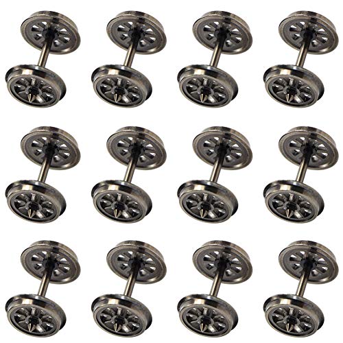 HP1487 12pcs HO Scale 38'' Metal Wheels for Model Trains 1:87 DC Wheels Set Railway Layout