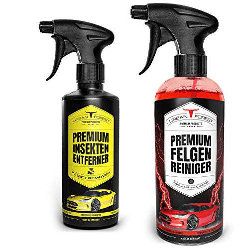 Auto Reiniger SPARSET | Premium Auto Felgenreiniger für lackierte Alu- und Stahlfelgen (1000ml) + Auto Insektenentferner für Windschutzscheibe & Scheinwerfer (500ml) von URBAN Forest