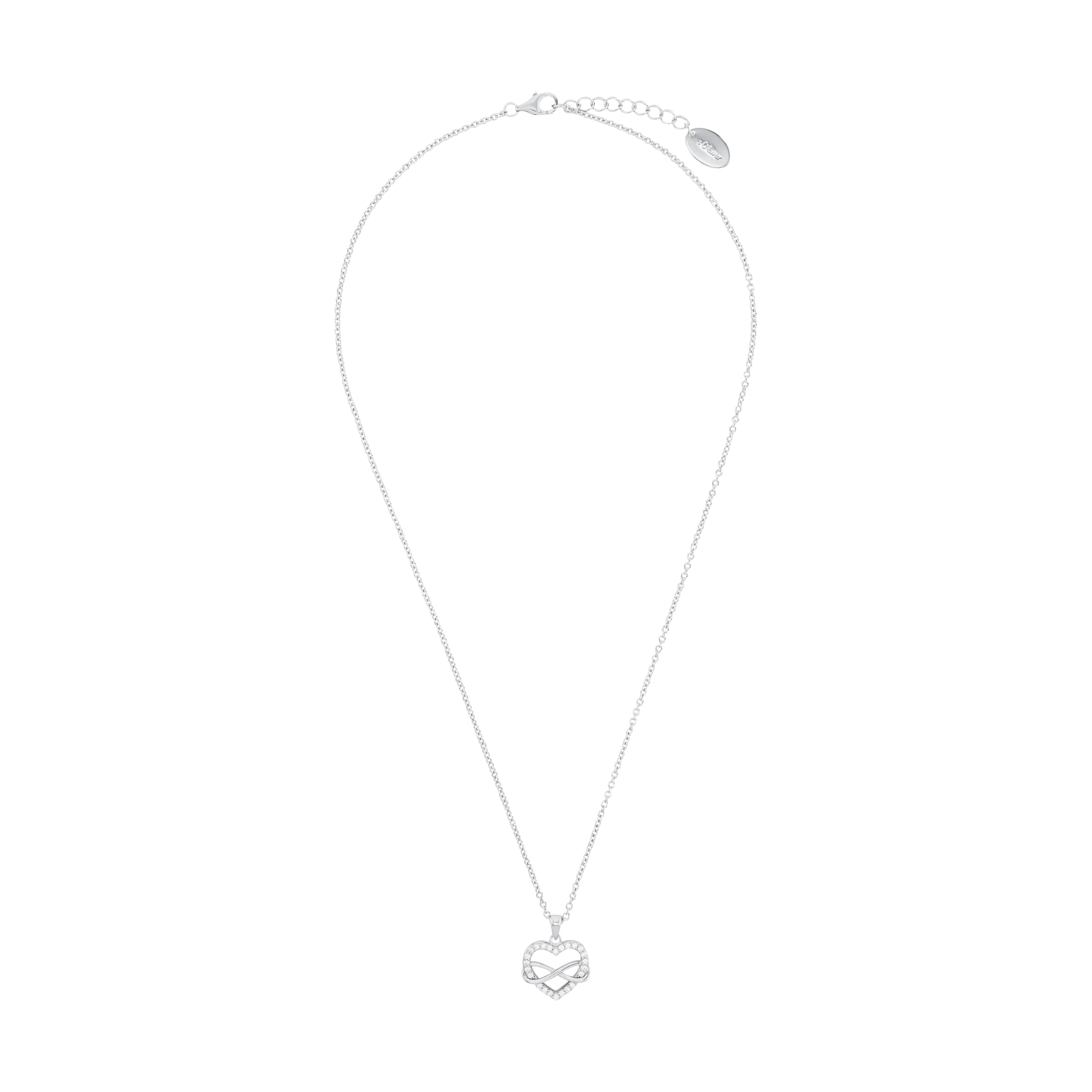 s.Oliver Kette mit Anhänger 925 Sterling Silber Damen Halsschmuck, mit Zirkonia synth., Herz, Kommt in Schmuck Geschenk Box