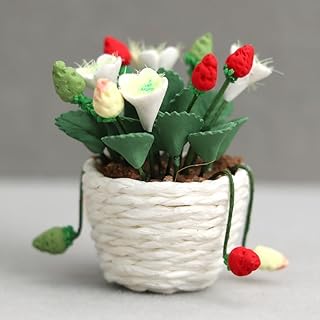 AirAds Dollhouse 1:12 Scale Dollhouse Miniature Plant Strawberry Flowers Basket