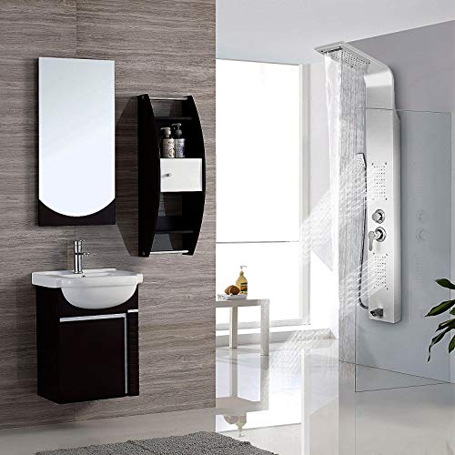 Happybuy Shower Panel Tower System Stainless Steel Multi-Function Shower Panel With Spout Rainfall Waterfall Massage Jets Tub Spout Hand Shower For Home Hotel Resort (Split, Polished Silver) #TOP6