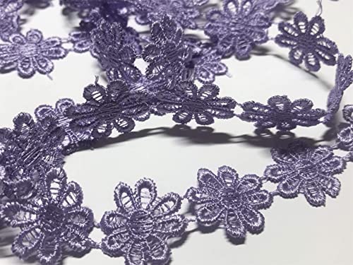 お花のレース 3M レース リボン ケミカルレース モチーフ ハンドメイド リメイク 布 生地 ハギレ (パープル)