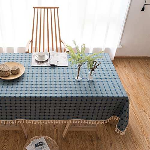 Nappe rectangulaire brodée infroissable en coton lin lavable - 7