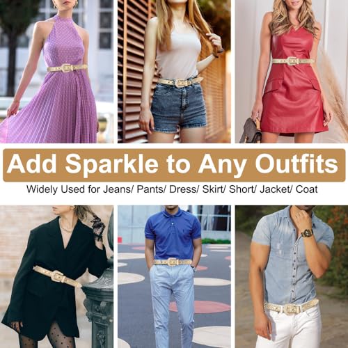 Rhinestone Belt Western Cowboy Cowgirl bb Belts Bling Glitter y2k Studded Waist Belt for Jeans Plus Size4