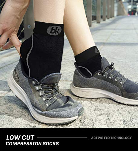 [2er Set] Bknees Kompressionssocken in 9 Farben + S, M, L – Damen & Herren – Sportsocken/Sportstrümpfe für verbesserte Leistung, Erholung & Blutkreislauf beim Sport, Reisen & Flug – Kurz - 8