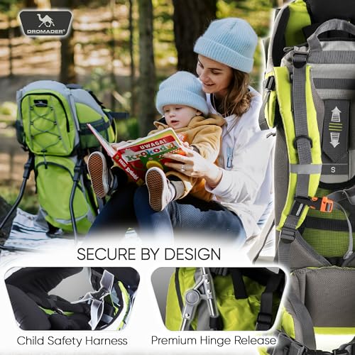 Baby-Carrier-Backpack-Baby-Carrier-12-Months-Plus-Comfortable-for-Parents-Practical-Pockets-Thermal-Pocket-Toddler-Back-Carrier-with-Rain-Cover-Sun-Canopy-Shield-Green