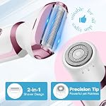 Rasoir électrique - Rasoir - Trimer pour les femmes : 2 en 1 Rasoirs du corps sans douleur et démaquillant de cheveux faciaux - Kit d'enlèvement de cheveux rechargeable pour bras de bikini de jambe de visage (blanc, or rose)
