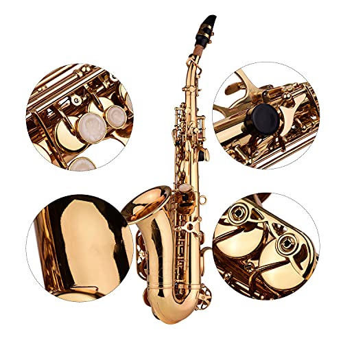 Huiop Soprano Saxophone, Mini Bb Soprano Saxophone Sax Brass Material Gold Laquer Surface Woodwind Instrument With Carry Case Gloves Ing Cloth Brush Reeds Sax Strap #TOP2